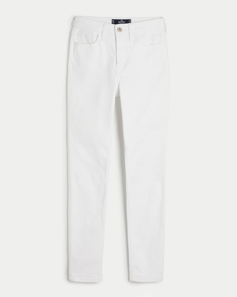 Hollister-Jeans superajustados blancos de tiro alto