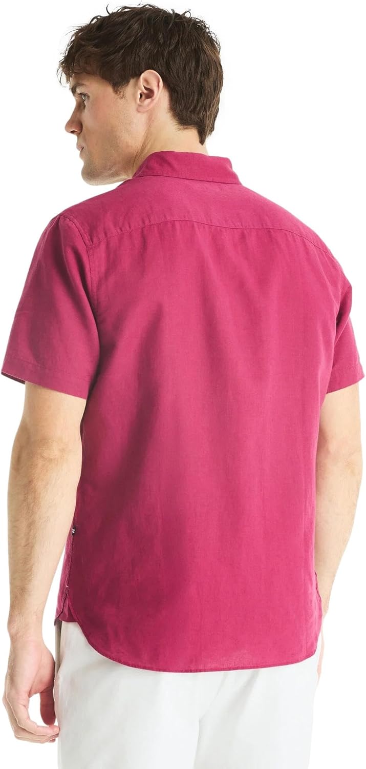 Nautica Men's Sustainable Linen Short Sleeve Shirt
