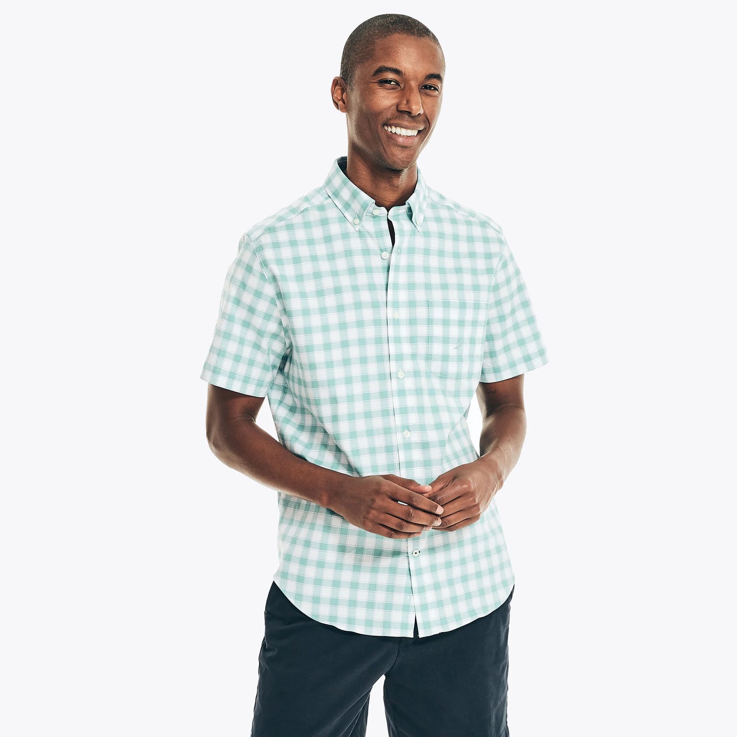 Nautica PLAID OXFORD SHORT-SLEEVE SHIRT