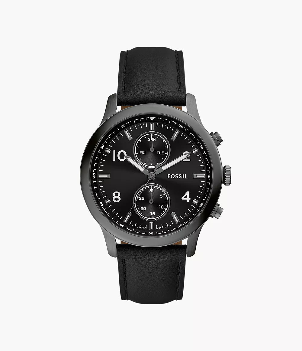 Fossil Bennett Multifunction Black Leather Watch