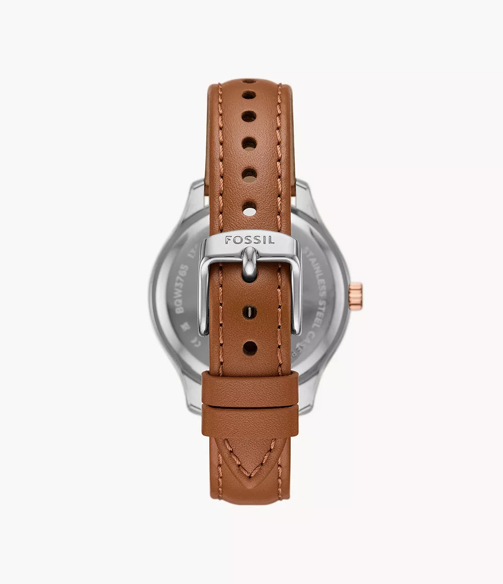 Fossil Rye Multifunction Brown Leather Watch