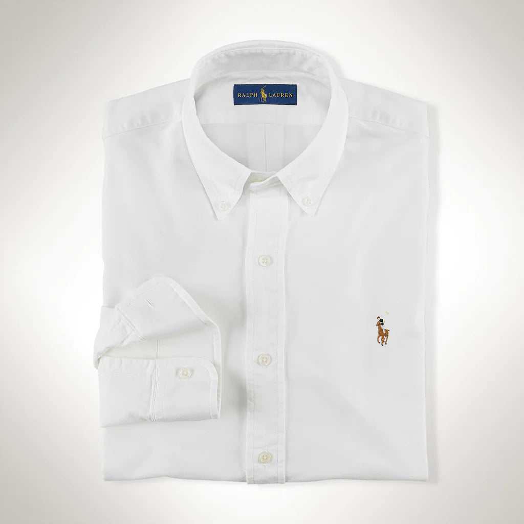 POLO RALPH LAUREN White Regular-fit cotton shirt with button-down collar