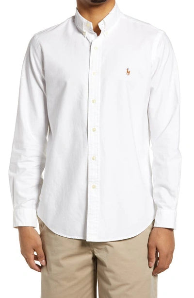 POLO RALPH LAUREN White Regular-fit cotton shirt with button-down collar