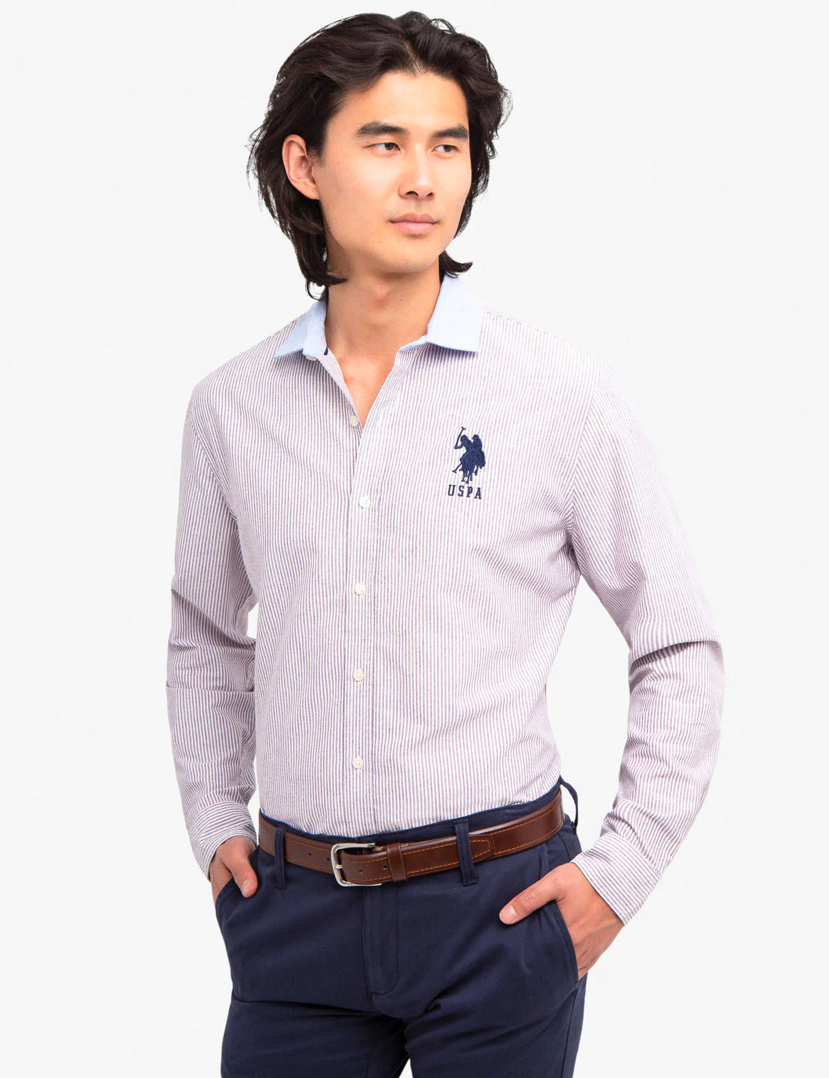 US Polo Assn OXFORD SHIRT WITH CONTRAST COLLAR