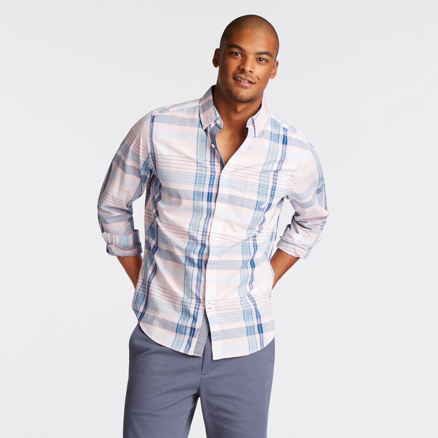 Nautica CLASSIC FIT SHIRT IN ORCHID PINK PLAID