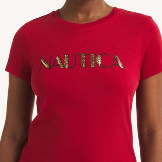 Náutica-sequin logo graphic t-shirt