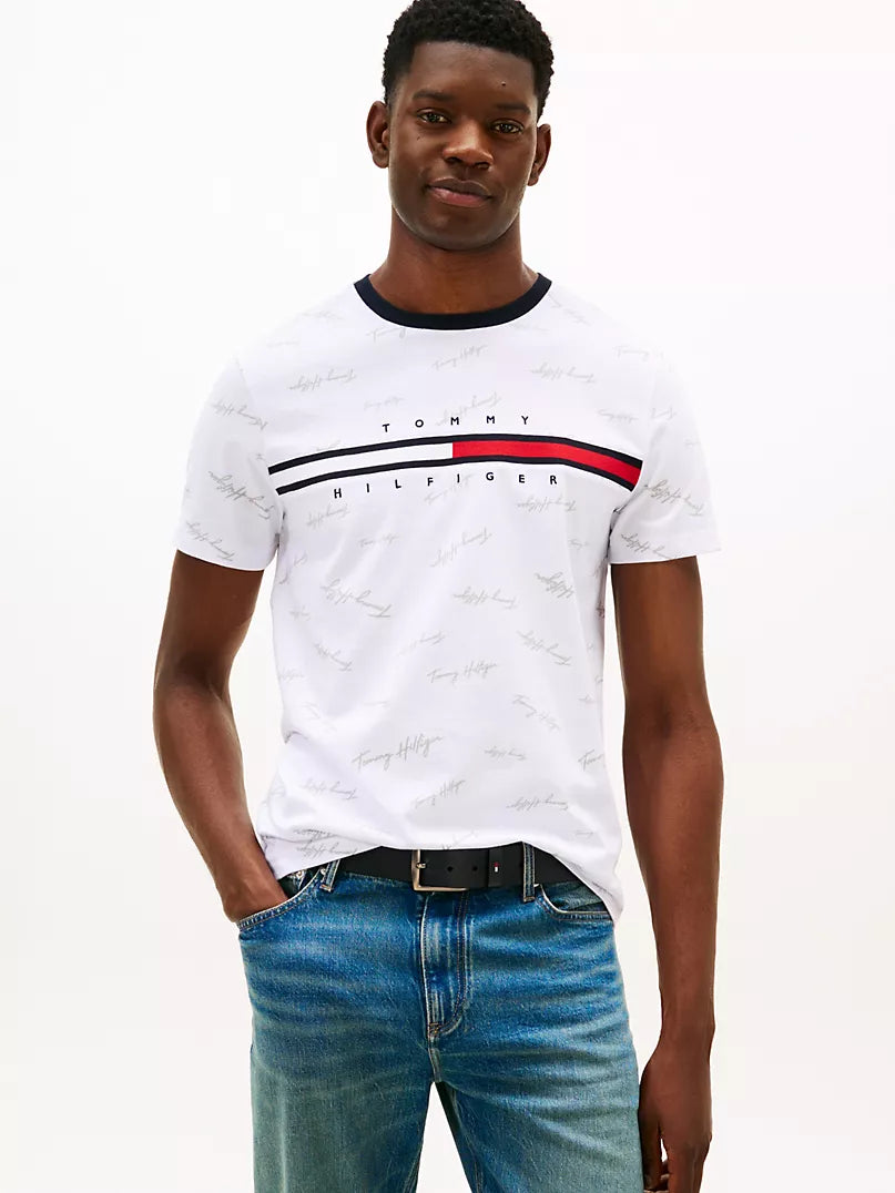 Tommy Hilfiger-Signature Flag Stripe Logo T-Shirt