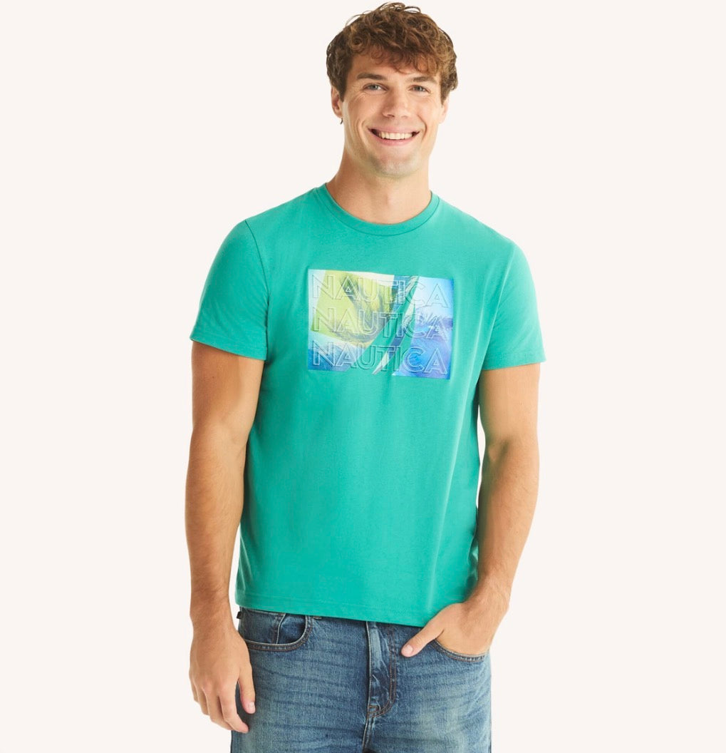 Nautica Logo Palm Tree Graphic T-Shirt