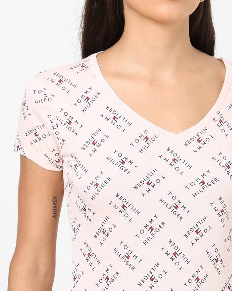 Tommy Hilfiger Typographic Print V-neck T-shirt