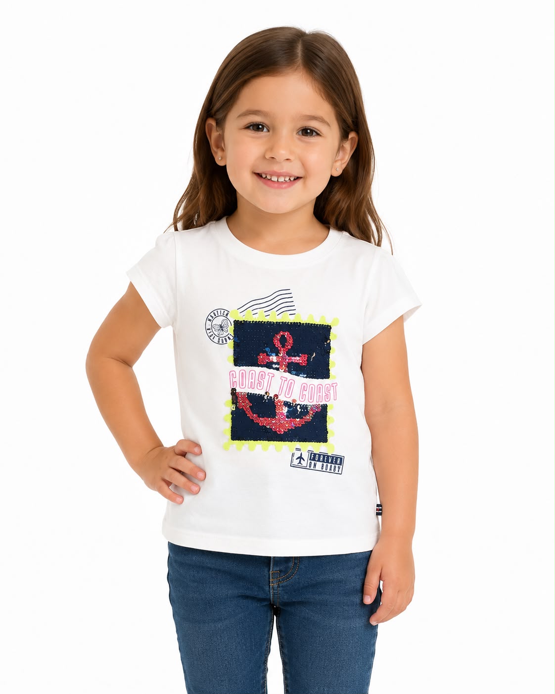 Nautica White round neck t-shirt for girls