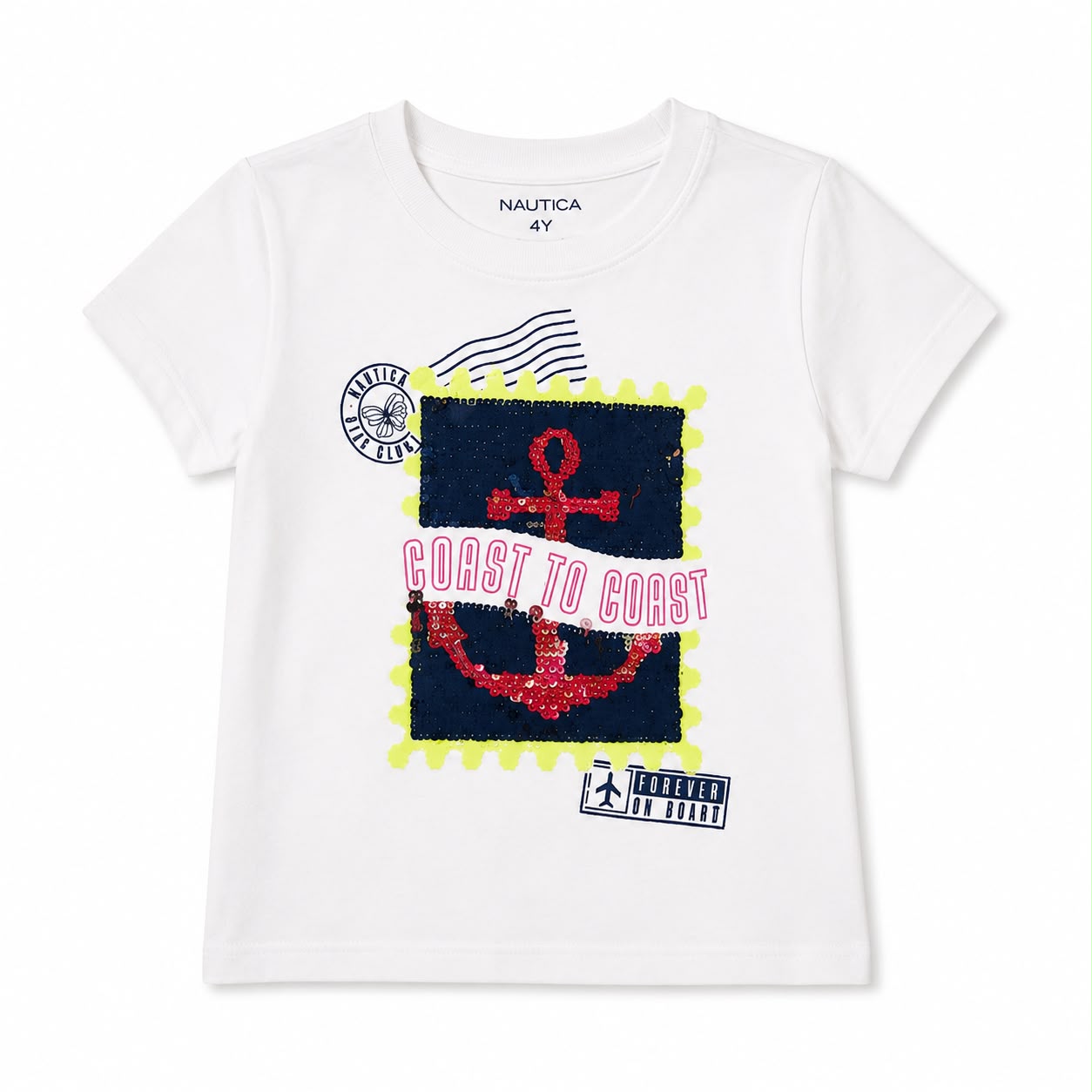 Nautica White round neck t-shirt for girls