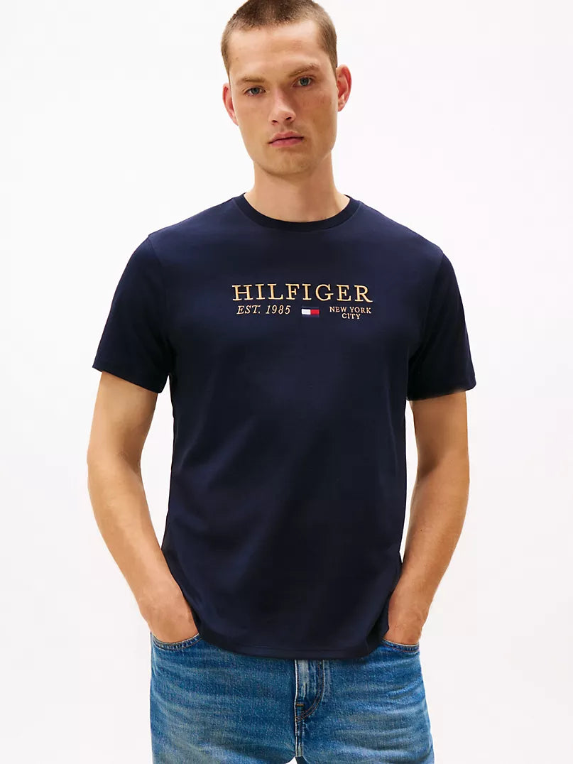 Tommy Hilfiger-Hilfiger Logo Cotton Interlock T-Shirt