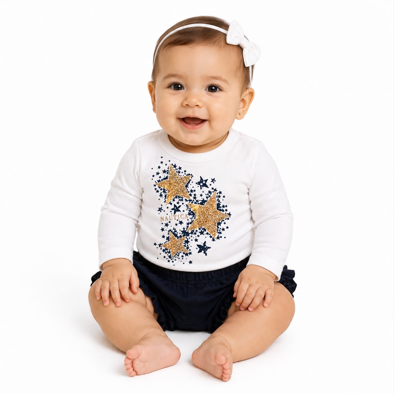 Nautica Little Girls' Foil Graphic Long-Sleeve T-Shirt