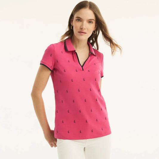 Nautica Printed Split-Neck Polo