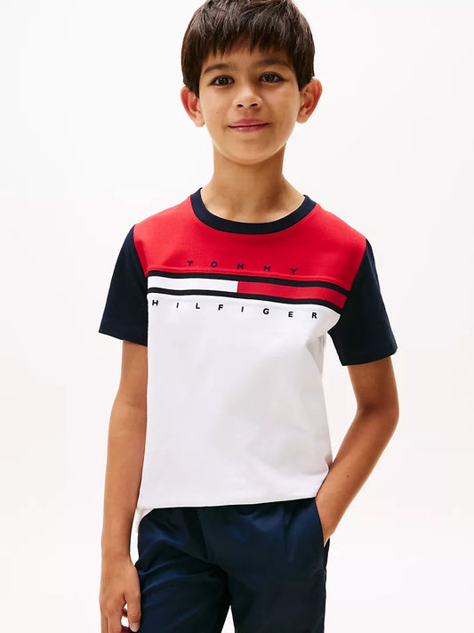Tommy Hilfiger-Kids' Colorblock Flag Stripe T-Shirt