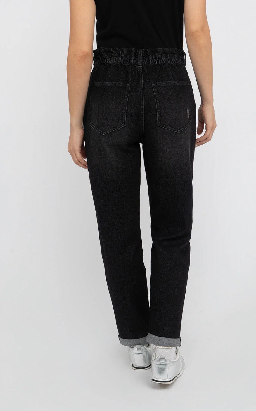 Us Polo Assn High Rise Paperbag Cropped Jeans