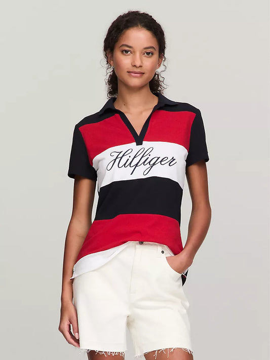Tommy Hilfiger Colorblock Logo Split-Neck Polo