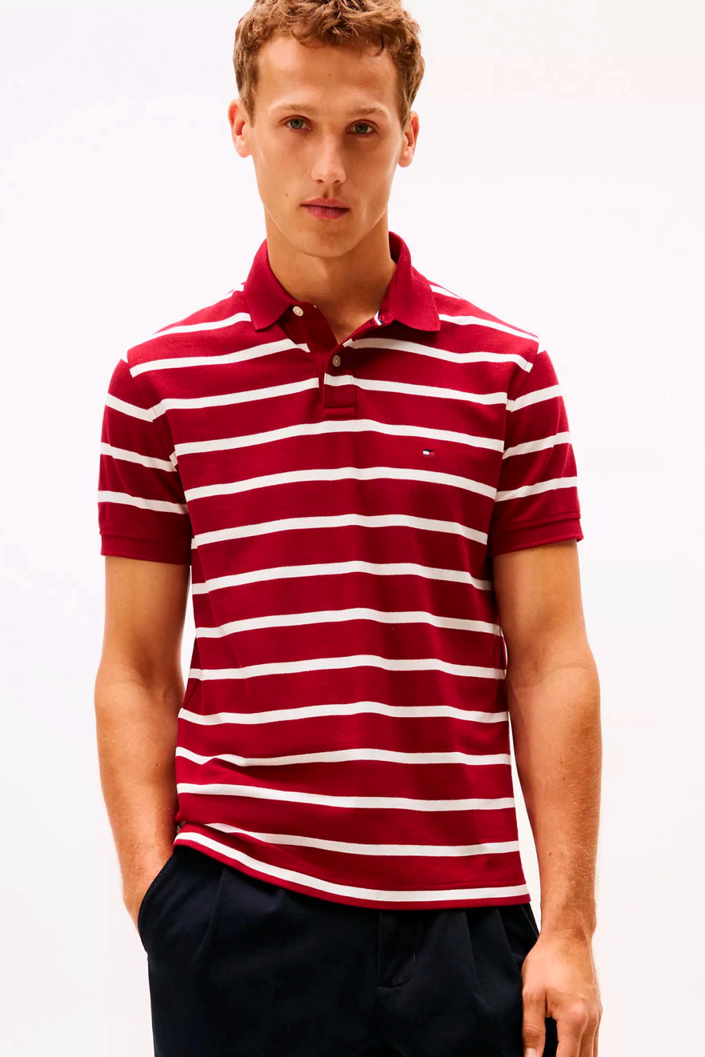 Tommy Hilfiger-Regular Fit Stripe Wicking Polo