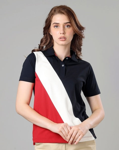 Tommy Hilfiger Women Striped Regular Fit Polo T-Shirt