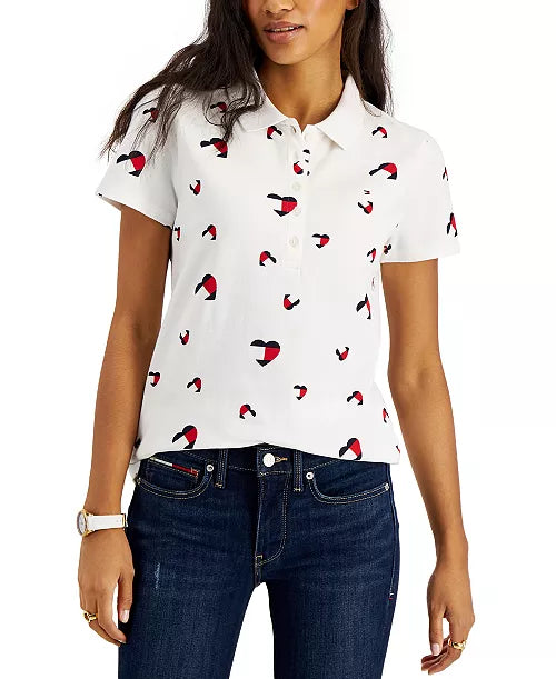 Tommy Hilfiger Heart-Print Polo Top