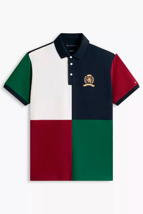 Tommy Hilfiger-Crest Logo Colorblock Stretch Pique Polo