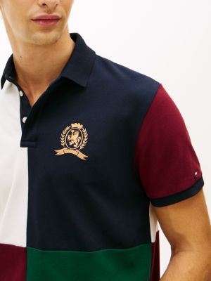 Tommy Hilfiger-Crest Logo Colorblock Stretch Pique Polo