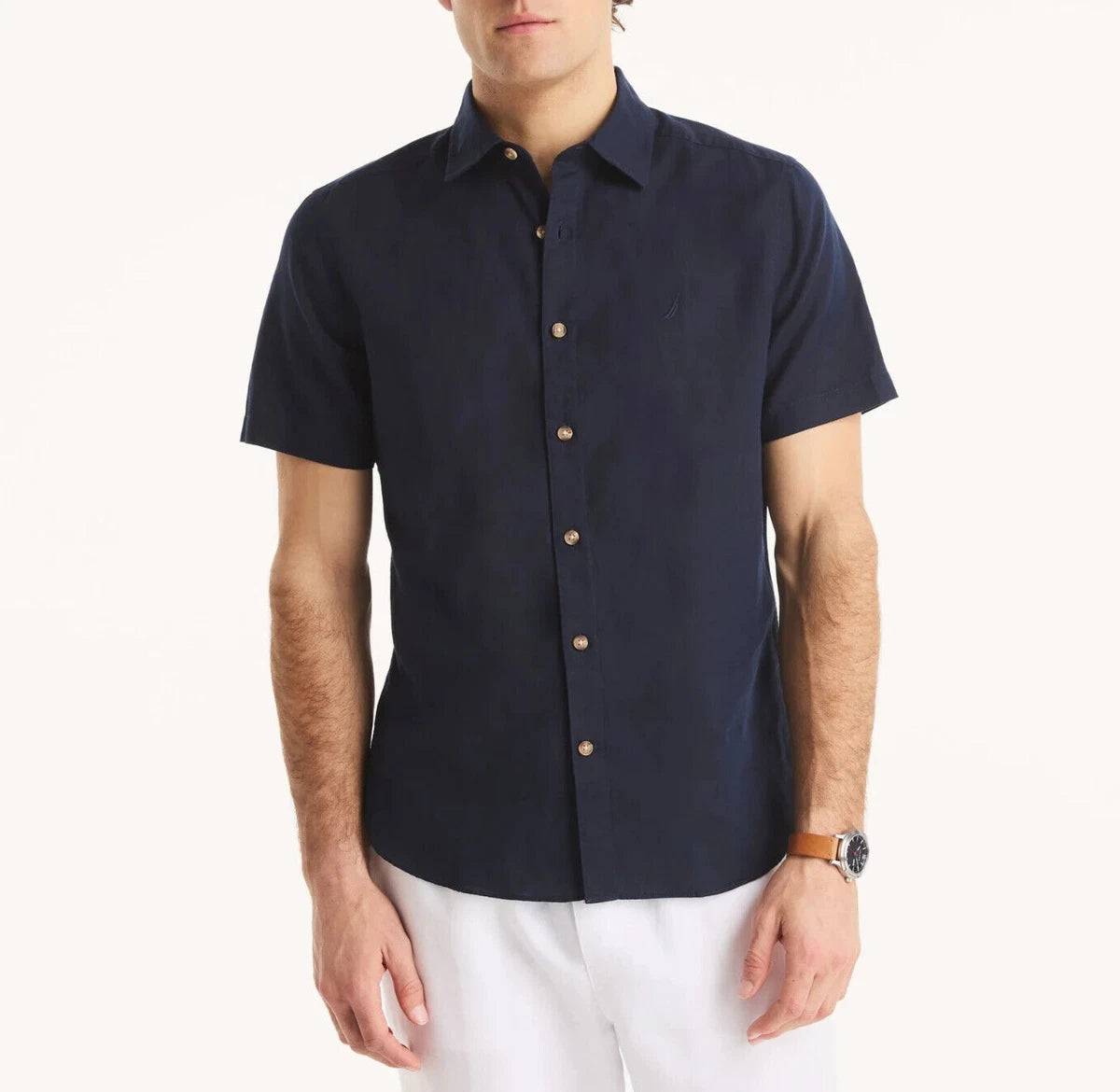 Nautica Men's Breathable Breathable Classic Sleeveless Linen Cover Shirt for Men
