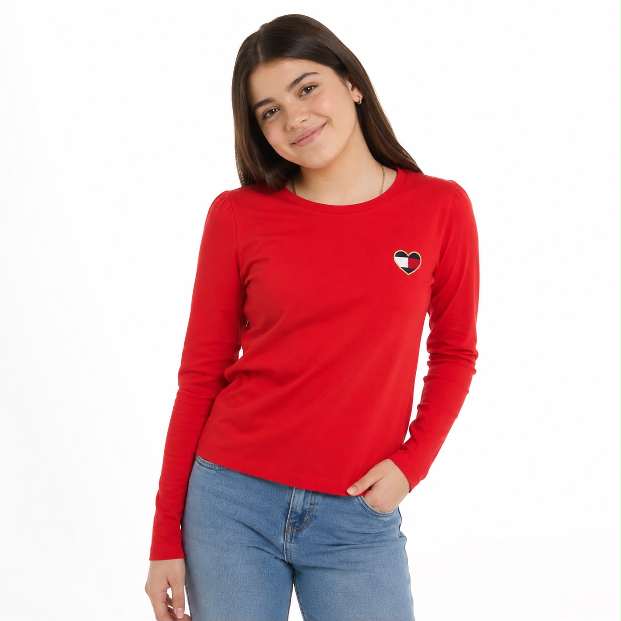 Tommy Hilfiger Girls Puff Shoulder Fashion Cotton T-Shirt