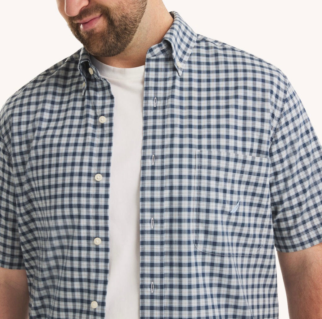 Nautica Big & Tall Plaid Short-Sleeve Shirt