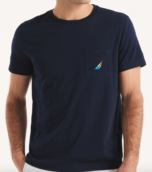 NAUTICA -Camiseta informal de manga corta con logo liso Pride Series para hombre - Azul oscuro