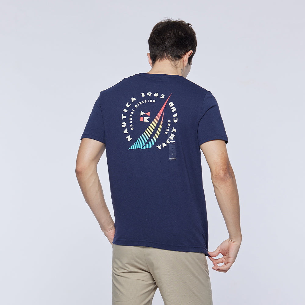 NAUTICA -Camiseta informal de manga corta con logo liso Pride Series para hombre - Azul oscuro