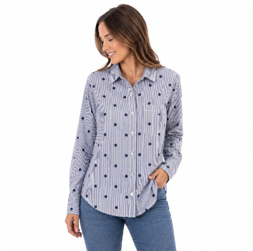 Tommy Hilfiger Relaxed Polka-Dot Poplin Jacquard Shirt