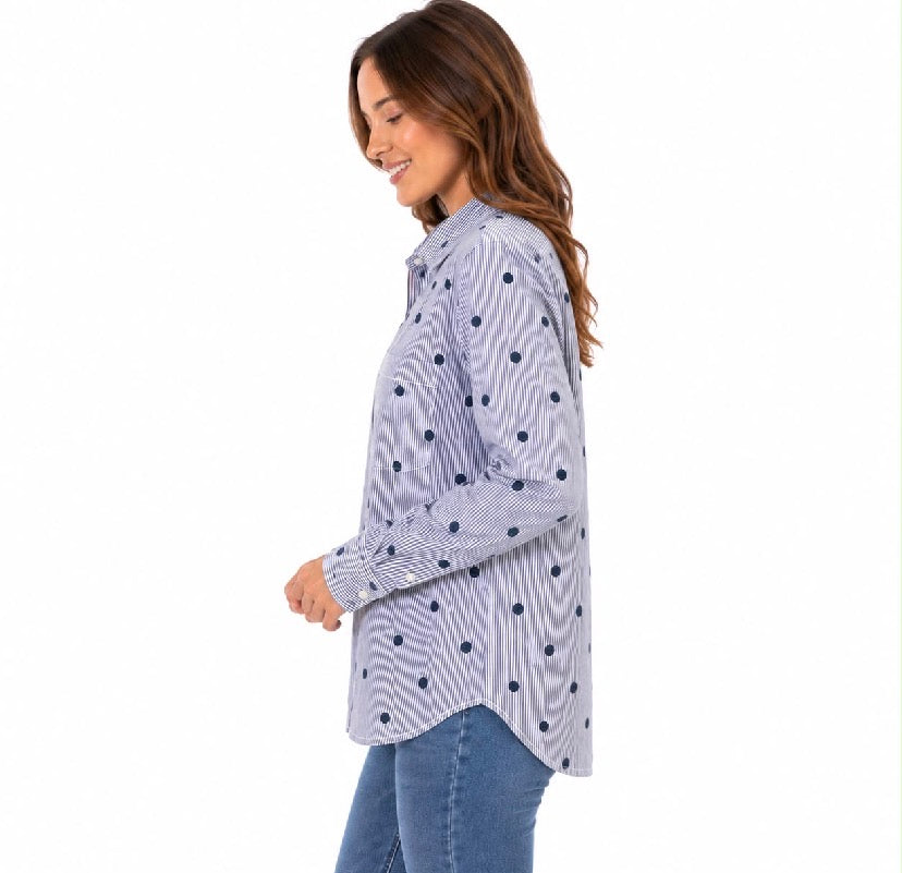 Tommy Hilfiger Relaxed Polka-Dot Poplin Jacquard Shirt