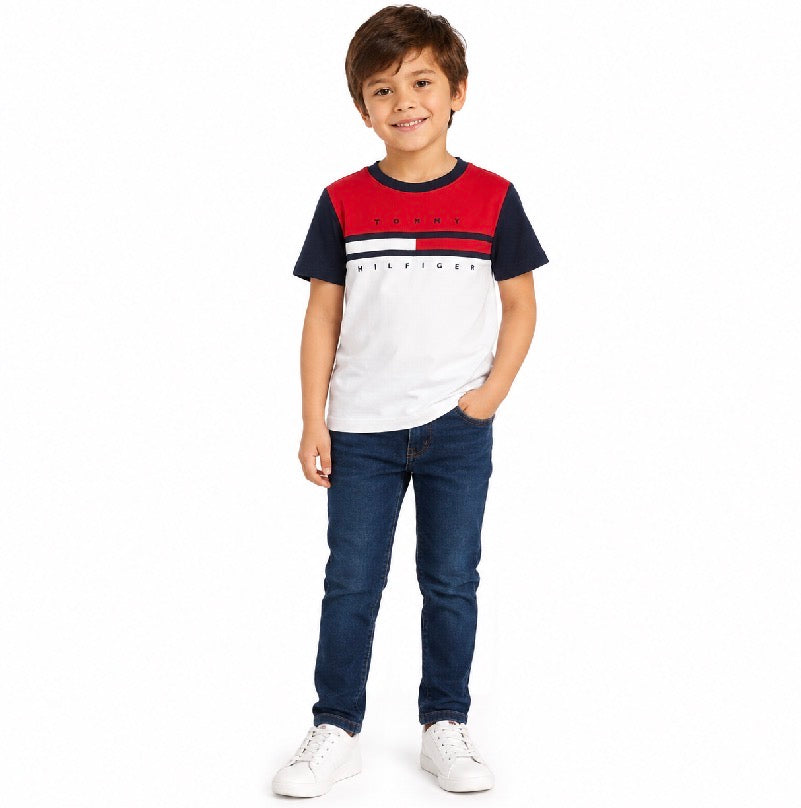 Tommy Hilfiger-Kids' Colorblock Flag Stripe T-Shirt