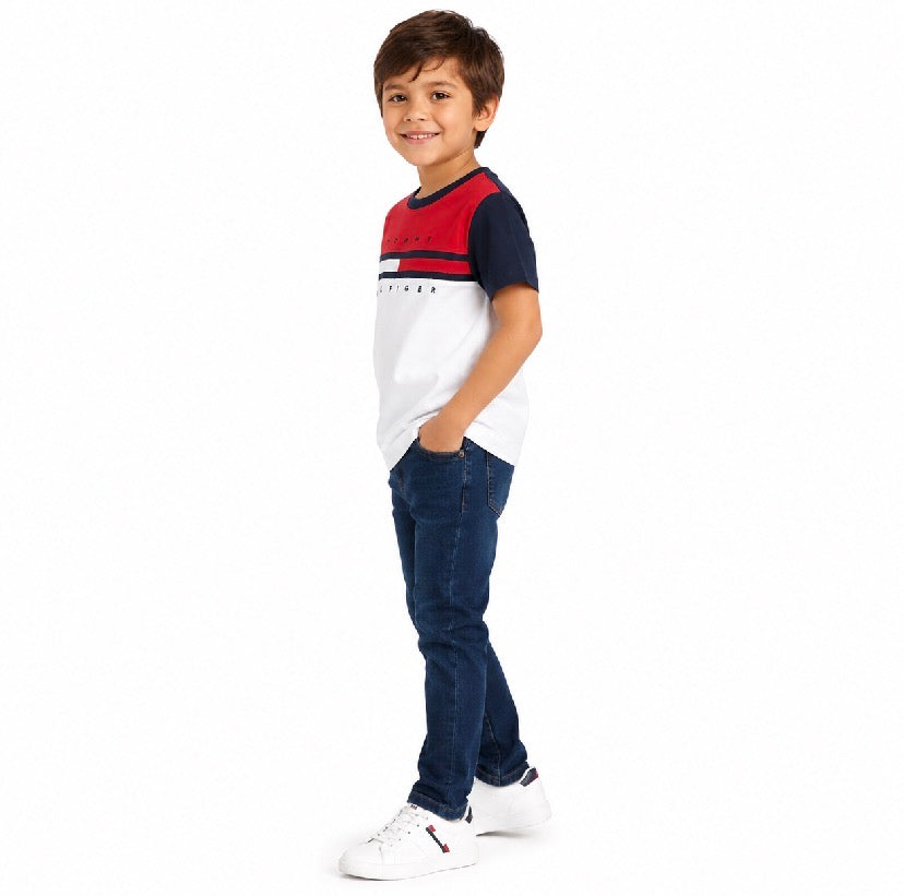 Tommy Hilfiger-Kids' Colorblock Flag Stripe T-Shirt