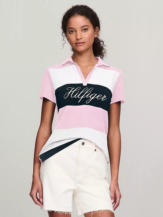 Tommy Hilfiger Colorblock Logo Split-Neck Polo