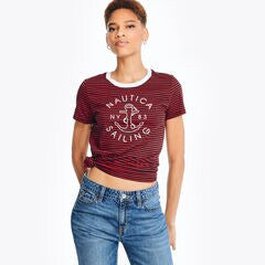 Náutica-striped sailing graphic t-shirt