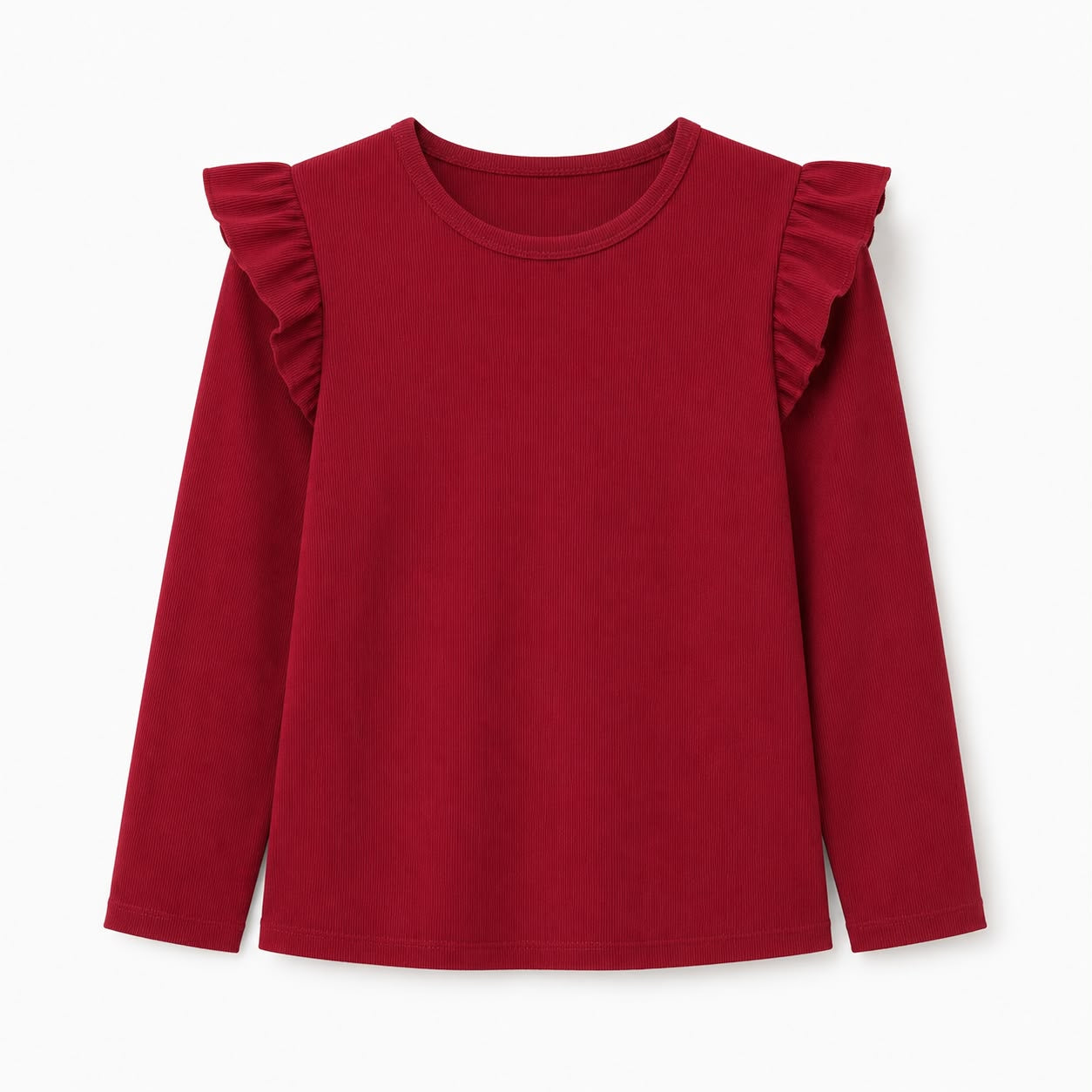 H&M Red Flounce Trim Rib Top For Kinds