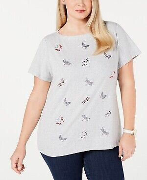 Karen Scott Plus Size Short Sleeve Garden T-Shirt