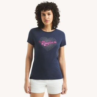 Náutica -bright heart glitter graphic t-shirt