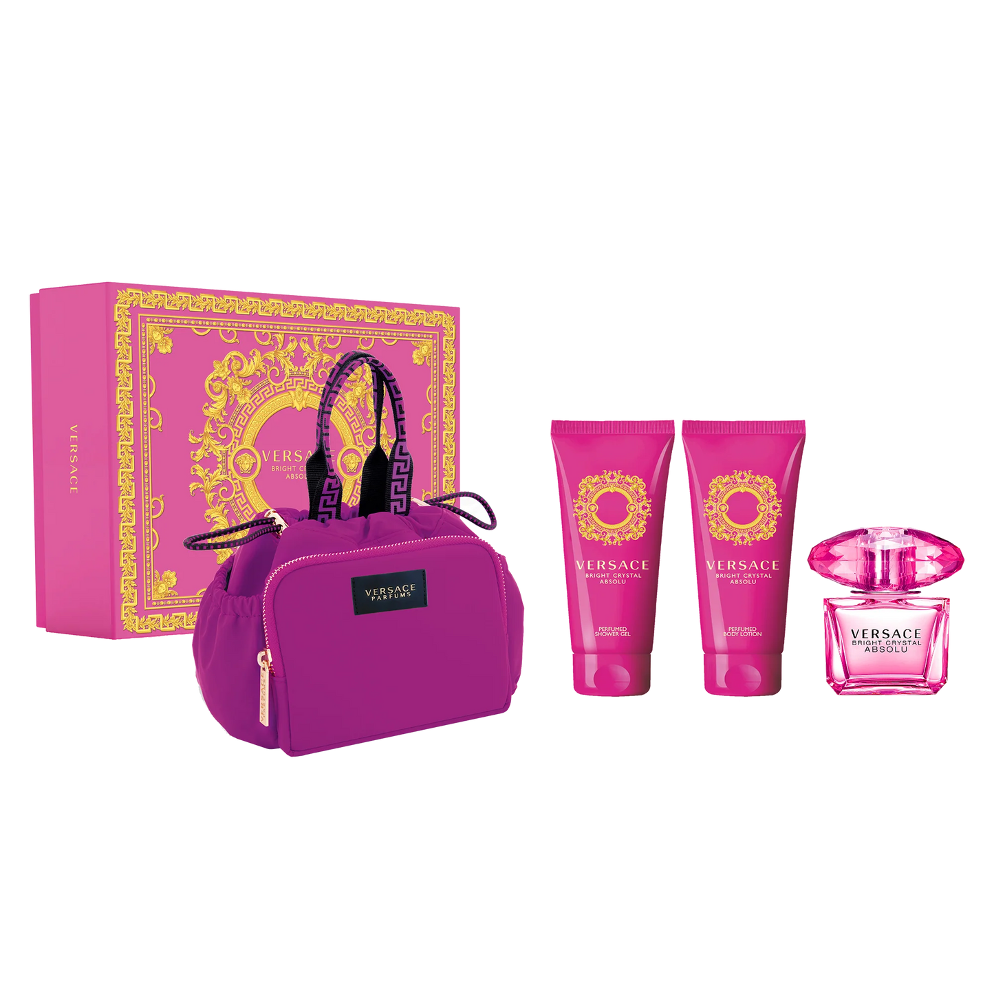 Versace Bright Crystal Absolu 4pc Women Set Perfume with Makeup Bag