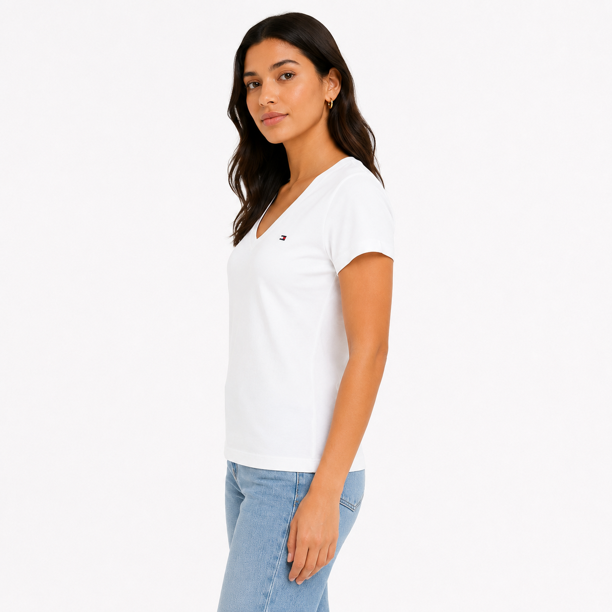 Tommy Hilfiger T-Shirt Heritage con cuello de pico Blanco Women’s