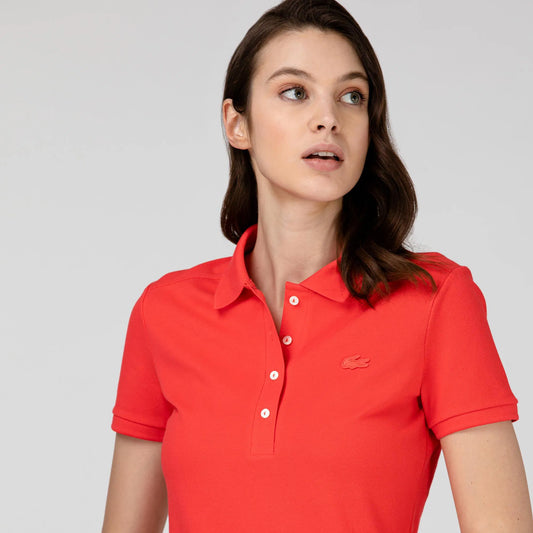 Lacoste Women's Stretch Cotton Piqué Polo Red Shirt