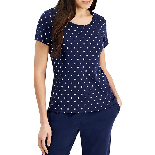 Karen Scott Polka Dot Short-Sleeve Top