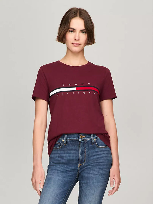 Tommy Hilfiger Embroidered Flag Stripe Logo T-Shirt