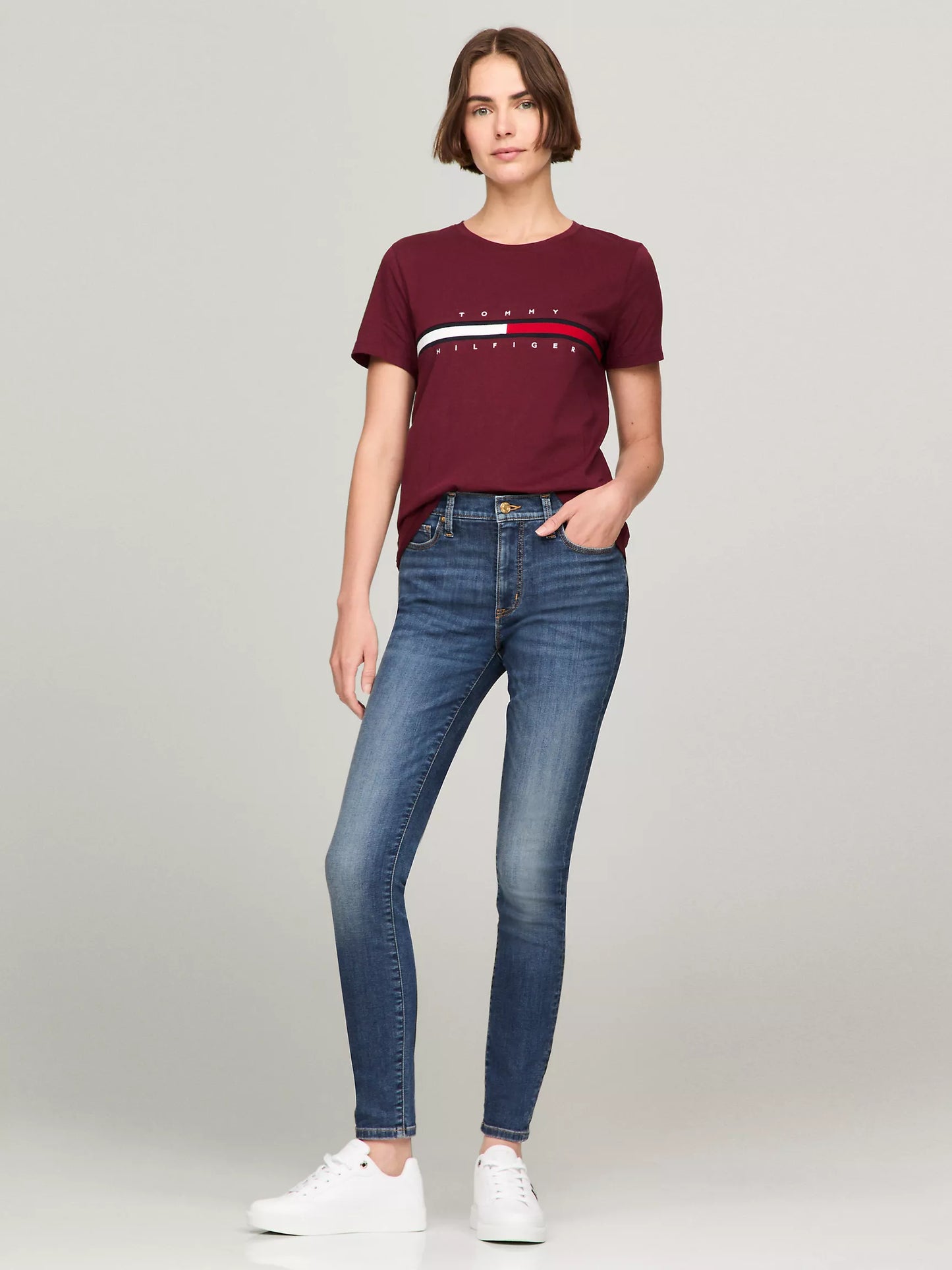 Tommy Hilfiger Embroidered Flag Stripe Logo T-Shirt