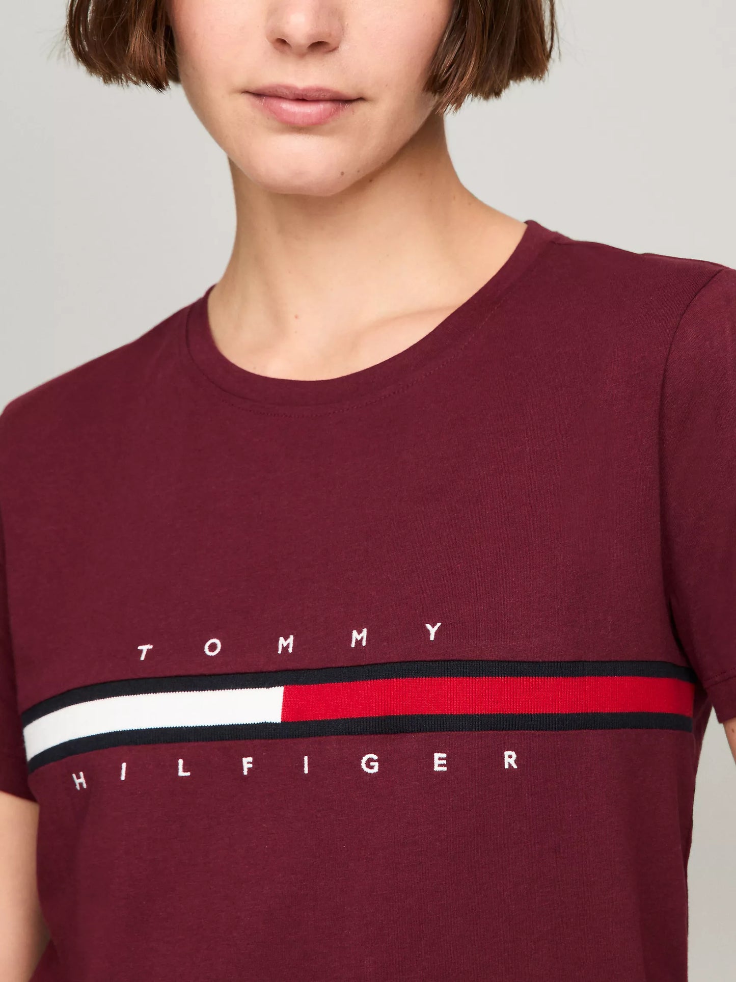 Tommy Hilfiger Embroidered Flag Stripe Logo T-Shirt