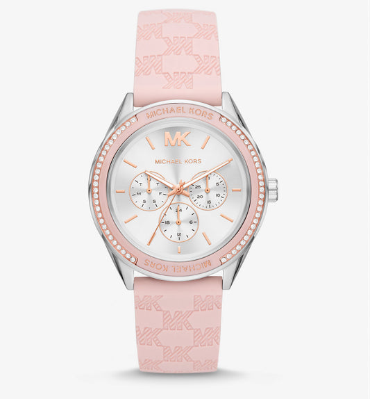Michael Kors Jessa Silver-Tone and Embossed Silicone Watch