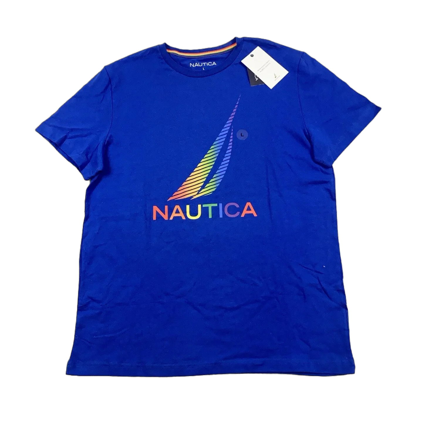 Nautica Mens Large Shirt Blue Pride Sailing Graphic Logo