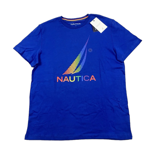 Nautica Mens Large Shirt Blue Pride Sailing Graphic Logo